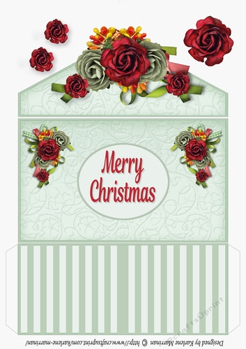 Red Rose Christmas  Money/Voucher/Gift Wallet/Pocket/Envelope