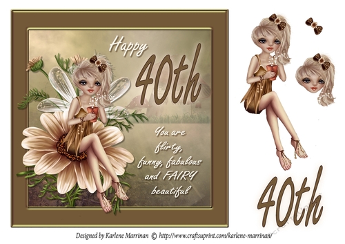 Fairy Beautiful 40th Card Topper