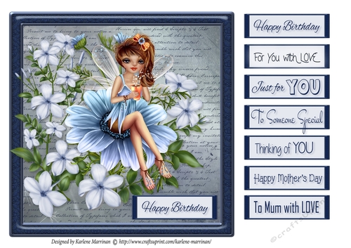 Floral Fairy Card Topper with 7 extra Sentiments