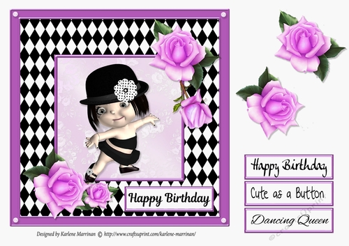 Cute as a Button Little Girl Card Topper