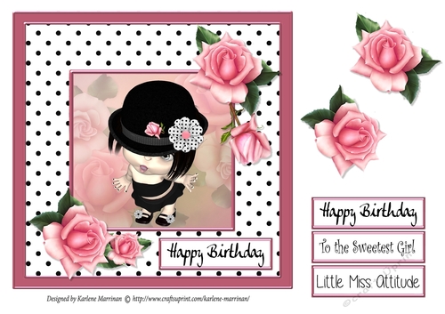 Little Miss Attitude Little Girl Card Topper