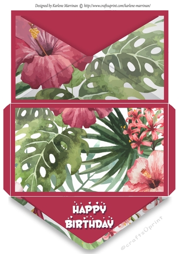 Tropical Happy Birthday wallet/pocket/envelope for vouchers/money or gift cards