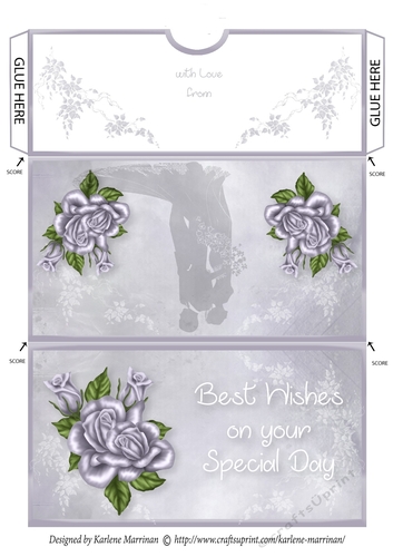 Silver Wedding Rose Money/Gift/Voucher Wallet/Pocket/Envelope
