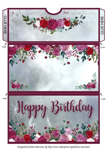 Pretty Rose Money/Gift/Voucher Wallet/Pocket/Envelope -Happy Birthday