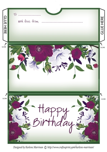 Flower Money/Gift/Voucher Wallet/Pocket/Envelope - Happy Birthday