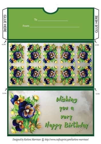 Pansy Money/Gift/Voucher Wallet/Pocket/Envelope - Happy Birthday
