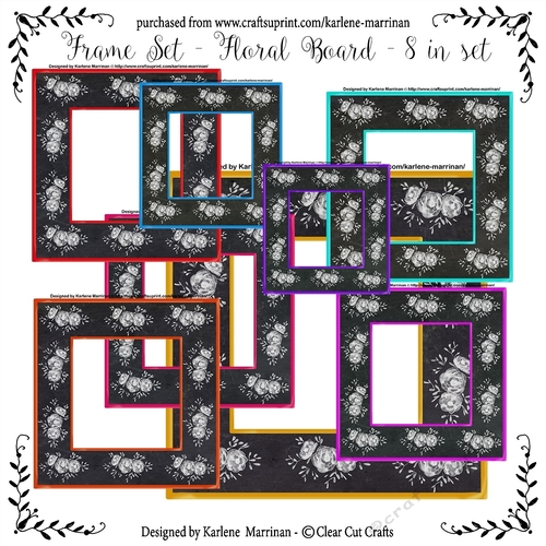 Floral Chalkboard Digital Frames - 8 in Set