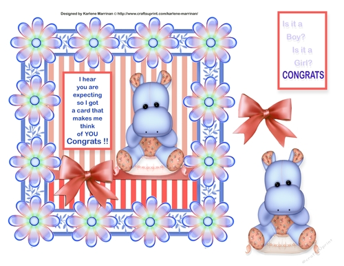 Baby Hippo Card Topper  