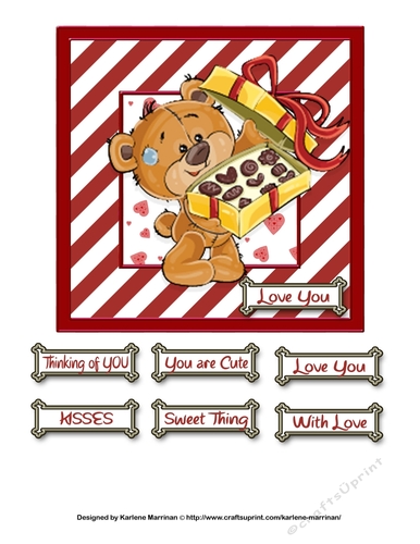 Bearing Chocolates  Love You Card Topper