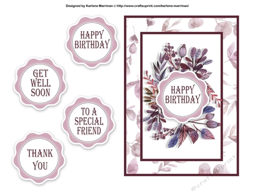Soft Floral Card Topper - Burgundy