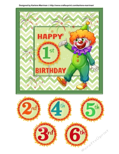 Clowning Around Age Birthday Card Topper