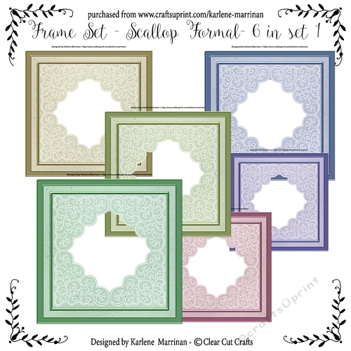 Formal Scallop Card Frames or Inners 6 in pack - Set 1