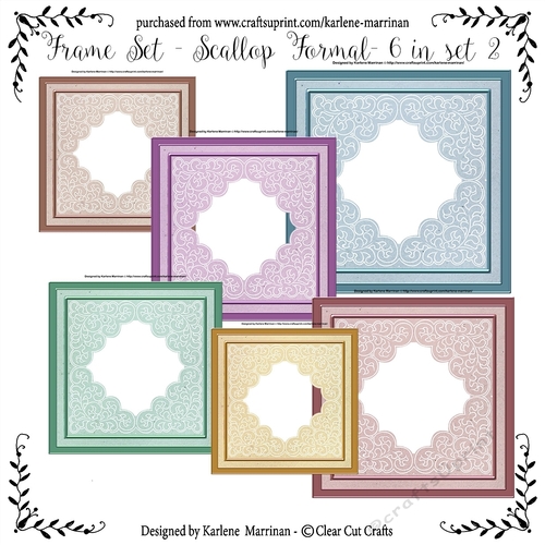 Formal Scallop Card Frames or Inners 6 in pack - Set 2