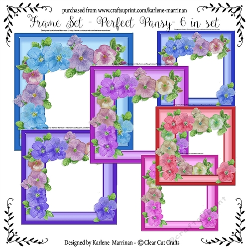 Pansy Vine Card Frames or Inners 6 in pack 