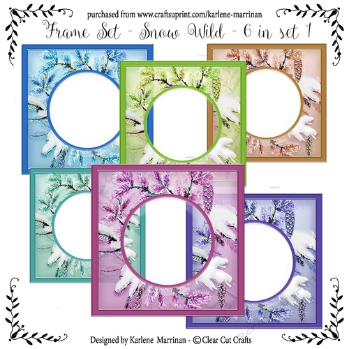 Snow Fern Card Frames or Inners 6 in pack - Set 1