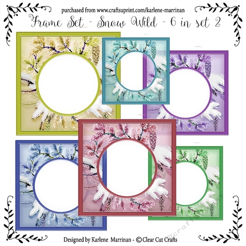 Snow Fern Card Frames or Inners 6 in pack - Set 2