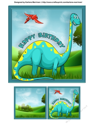 Dinosaur - Bronti Birthday Card Topper 