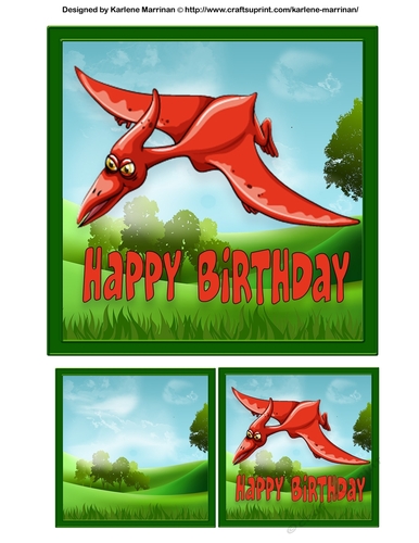 Dinosaur - Pteradon Birthday Card Topper 