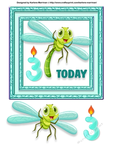 Baby Dragonfly Card Topper - Aqua