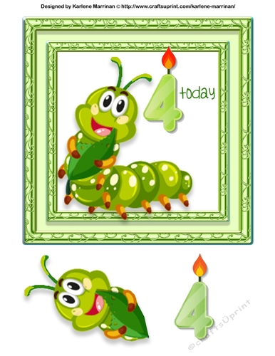 Baby Caterpillar Card Topper - 4 Today