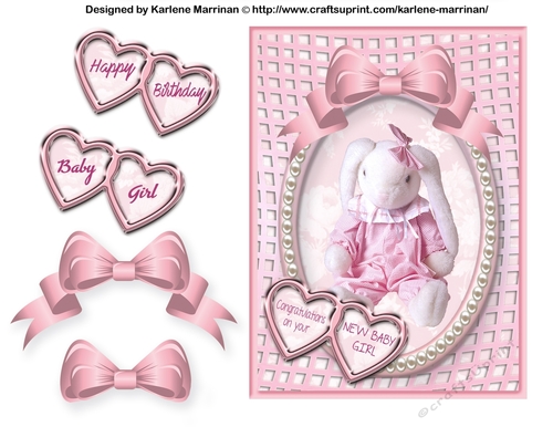Baby Girl Bunny Card Topper