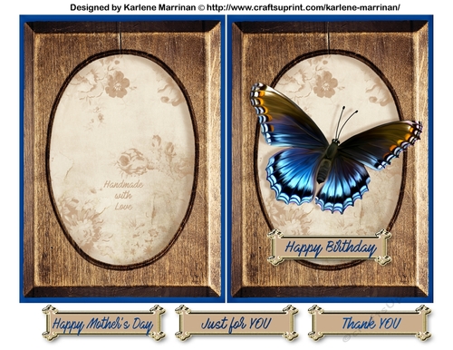 Wood Frame Series Card - Blue Butterfly