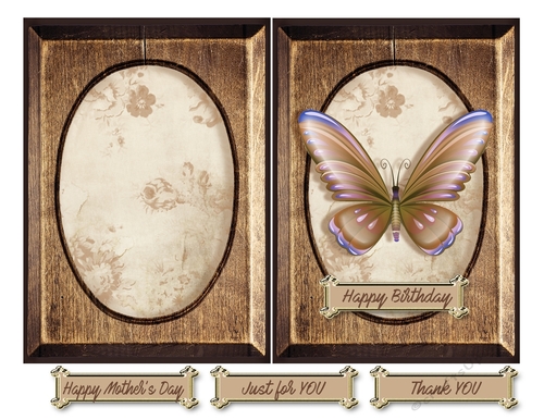 Wood Frame Series Card - Brown Butterfly