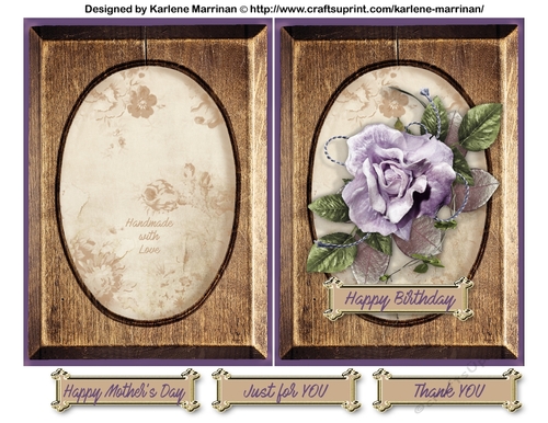 Wood Frame Series Card - Dusty Mauve Bloom