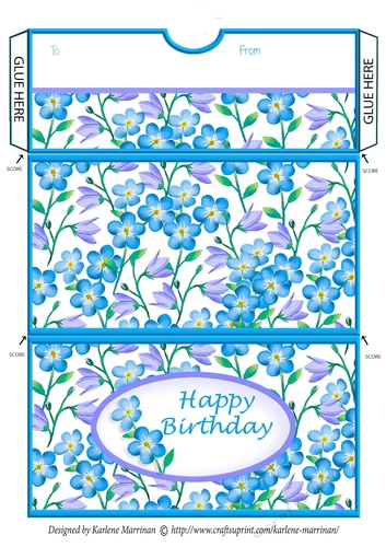 Lilac and Blue Happy Birthday Money/Voucher Wallet/Pocket/Envelope