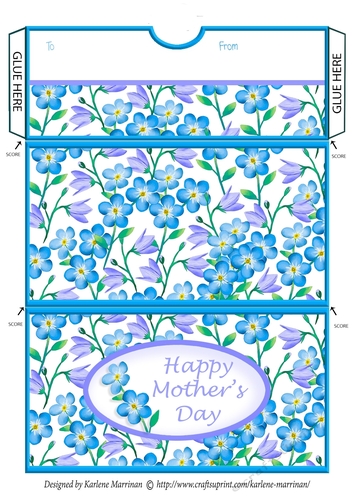 Lilac and Blue Mothers Day Money/Voucher Wallet/Pocket/Envelope