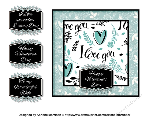 I Love You Romance Card Topper - Turquoise