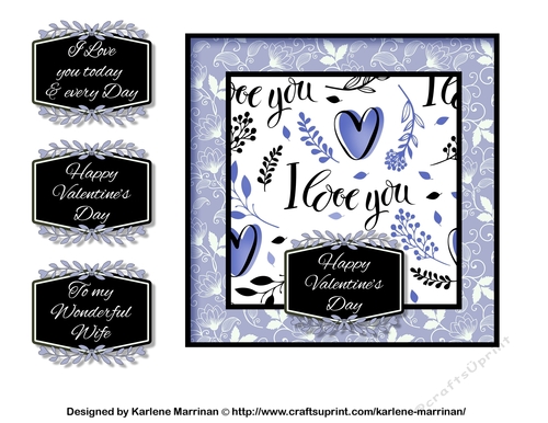 I Love You Romance Card Topper - Mauve
