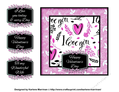 I Love You Romance Card Topper - Pink