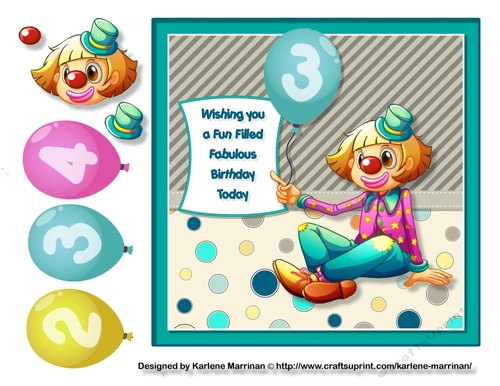 Birthday Balloon Clown Card Topper