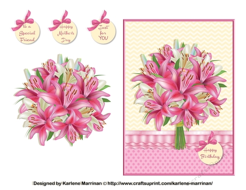 Lillies of Love Pink Card Topper