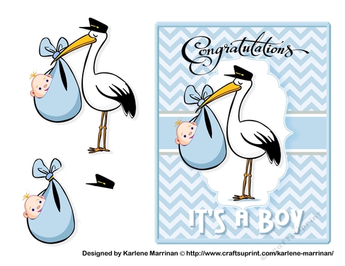 Its a Boy Stork Card Topper