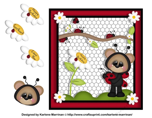 Little LadyBug in the Garden Card Topper