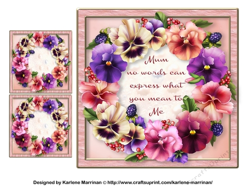 Mum Pansy Wreath Card Topper