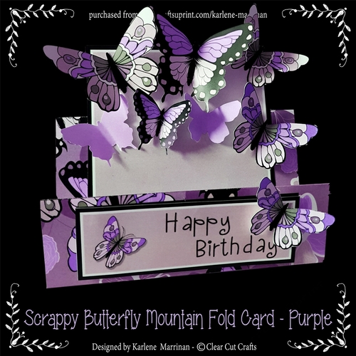 Scrappy Butterfly Mountain Fold Card - Purple