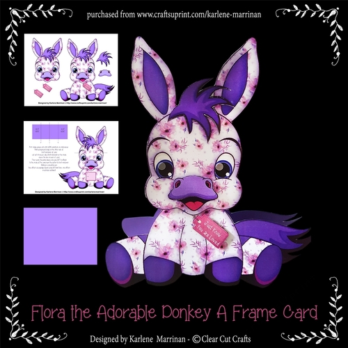 Flora the adorable Donkey A-Frame Card 