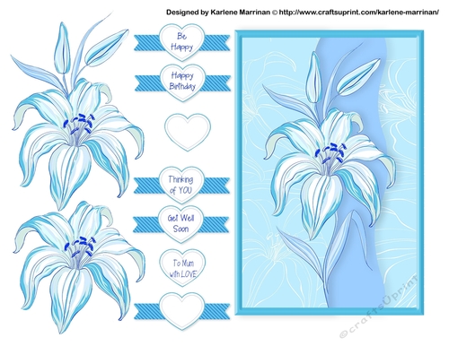  Beautiful Iris Card Topper- Blue