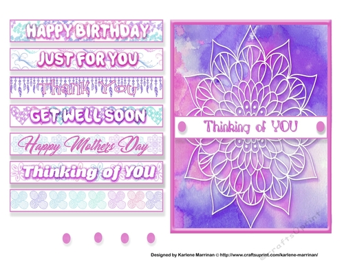 Watercolor Mandala Card Topper - Pink