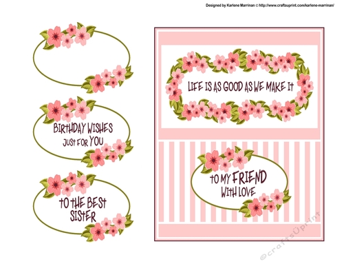 Striped Floral Card Topper - Peach