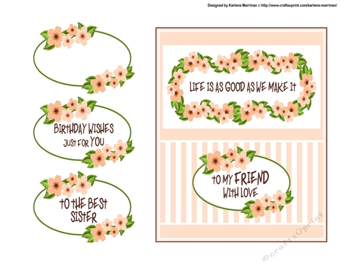 Striped Floral Card Topper - Yellow