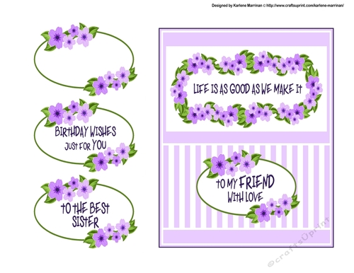 Striped Floral Card Topper - Mauve