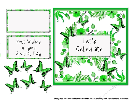 Butterflies in Green Card Topper
