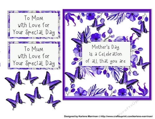 Butterflies in Purple Card Topper