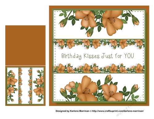 Birthday Kisses Flower Border Card Topper plus Gift Card