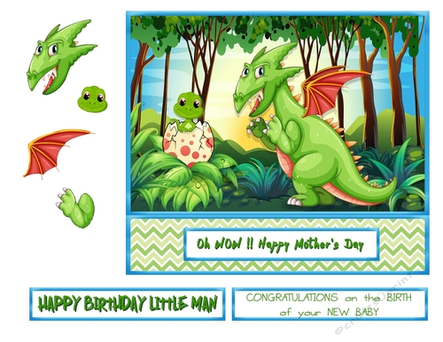 Multi Sentiment Dragon Card Topper - Birth - Mothers Day - Birthday