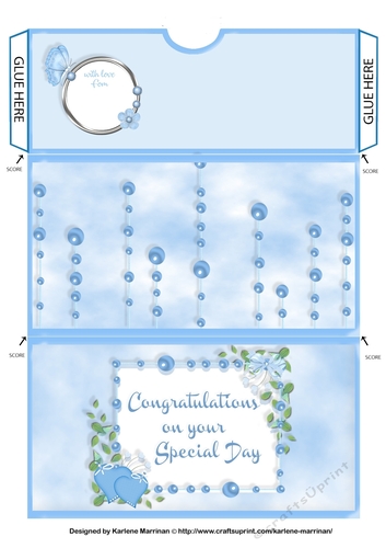 Blue Pearl Wedding or Special Day Voucher/Money Wallet/Pocket